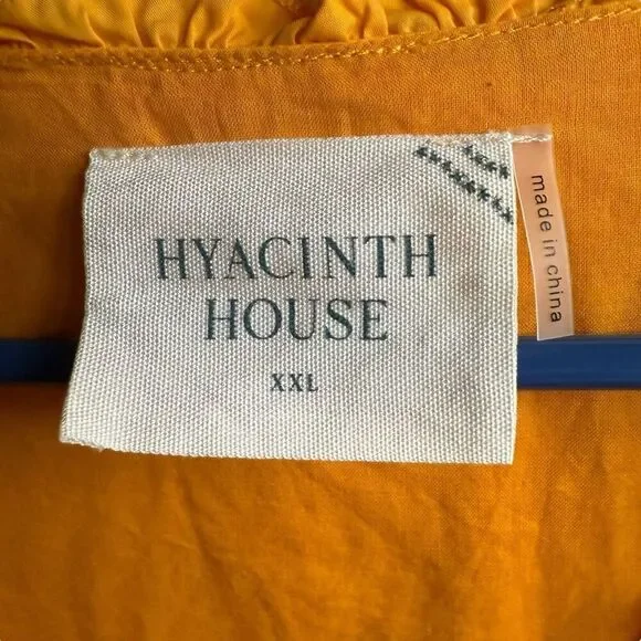 Tuckernuck Hyacinth House Canary Ruffle Rela Blouse Puff Sleeve Tangerine 2XL - Picture 2 of 10